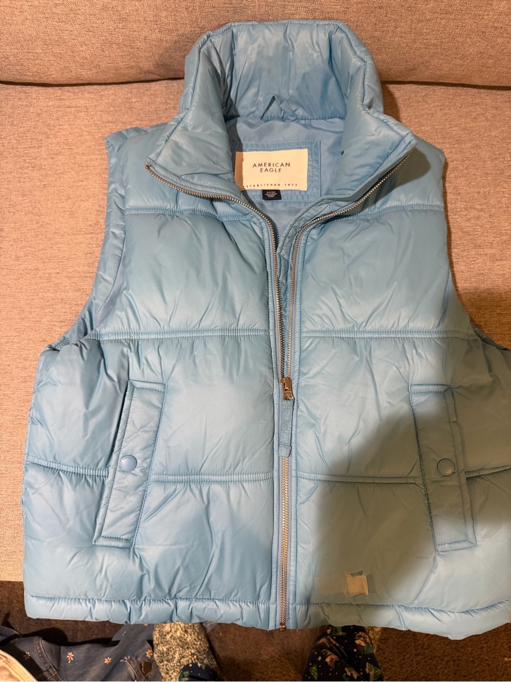 American Eagle Outfitters Powder Blue Quilted Puffer Vest for Kids